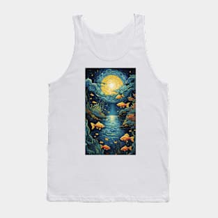 Starry Night Seascape: Van Gogh-Inspired Oceanic Symphony Tank Top